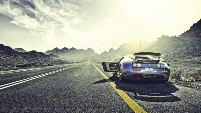 Mountain road sports car cinematic free wallpaper - medium preview image