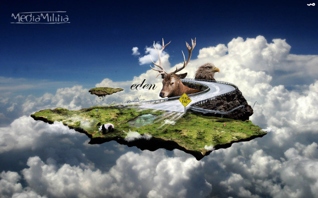 Deer road sky clouds mountain free wallpaper - medium preview image