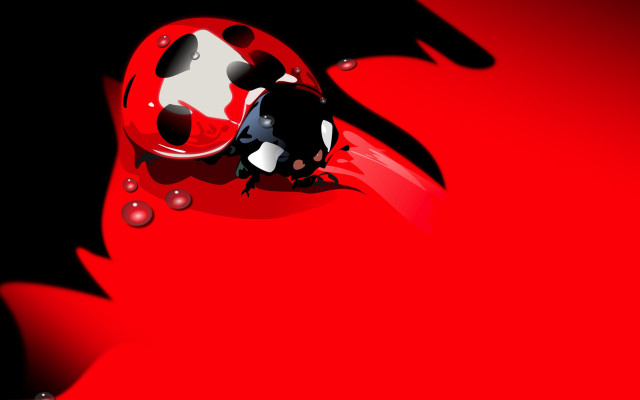 Ladybug red bubbles surreal raytraced free wallpaper - medium preview image