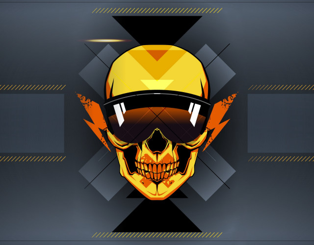 Yellow helmet skull flames triangle free wallpaper - medium preview image
