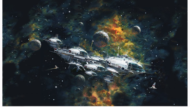 Space shuttle stars planets astronaut free wallpaper - medium preview image