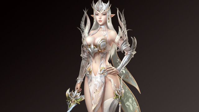 White elf sword flower fantasy free wallpaper - medium preview image