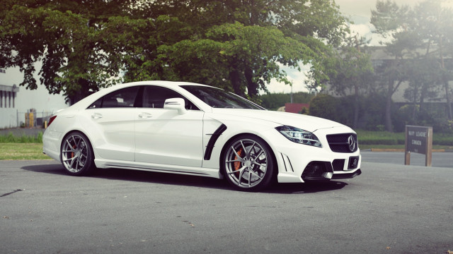 White car parking lot tree free wallpaper - medium preview image