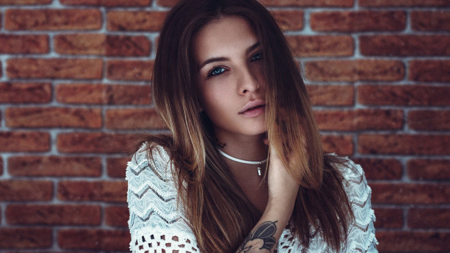 Woman tattoo brick wall fashion free wallpaper - medium preview image
