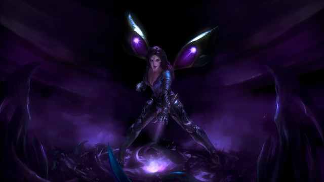 Purple woman wings fantasy concept free wallpaper - medium preview image