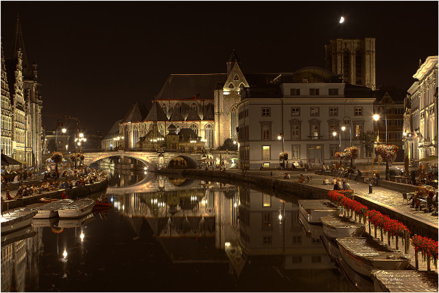 River city night bridge buildings free wallpaper - medium preview image