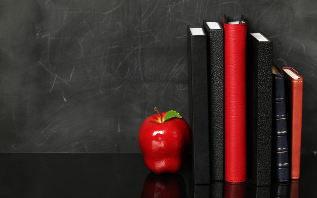 Red apple books chalkboard storybook free wallpaper - medium preview image
