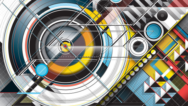 Colorful abstract grid circles squares free wallpaper - medium preview image