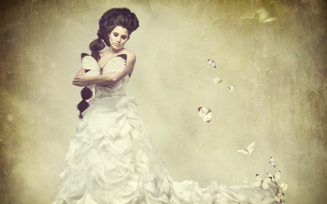 Woman butterflies beach gothic surreal free wallpaper - medium preview image