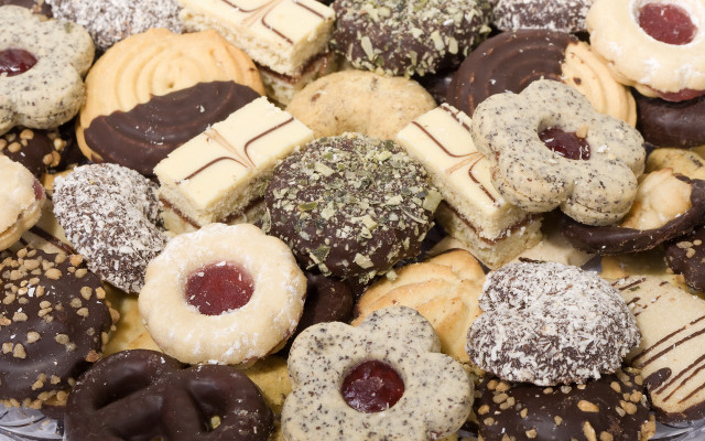 Pastries chocolates powderedsugar cookies viennese free wallpaper - medium preview image