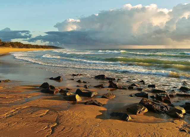 Beach rocks water cloudy sky #12 free wallpaper - medium preview image