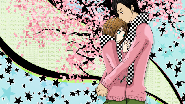 Couple hugging tree stars moon free wallpaper - medium preview image