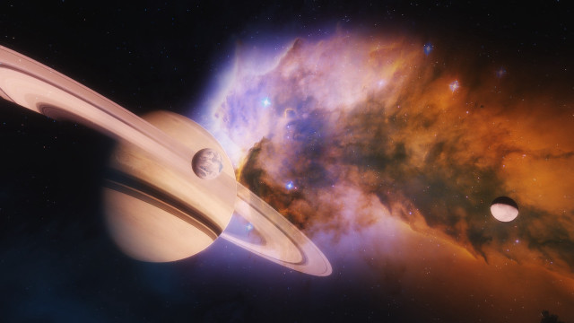 Saturn two satellites space stars #2 free wallpaper - medium preview image