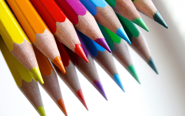 Colored pencils row white background free wallpaper - medium preview image