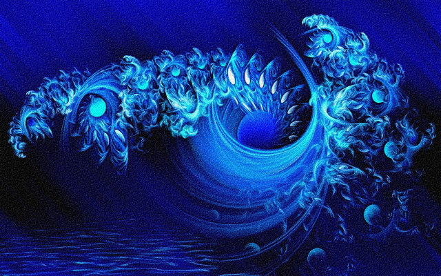 Blue psychedelic fractal moon fire free wallpaper - medium preview image