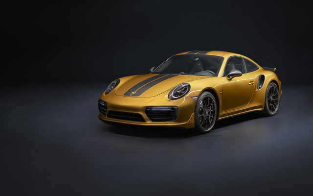 Yellow porsche sports car dark free wallpaper - medium preview image