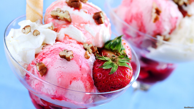 Ice cream strawberries nuts glasses free wallpaper - medium preview image