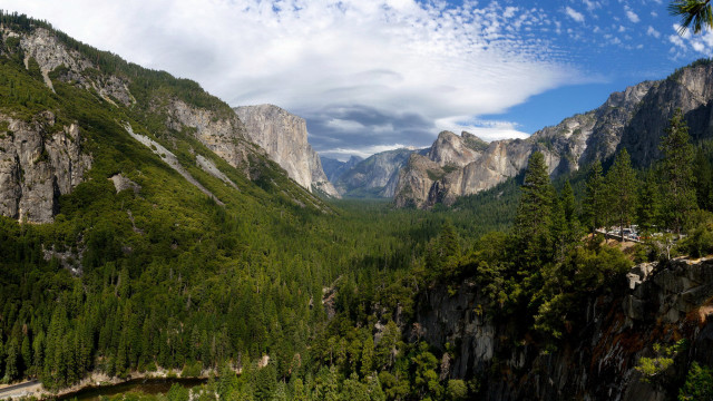 Mountain valley road forest lake free wallpaper - medium preview image