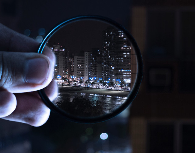 Cityscape microscopic night lights river free wallpaper - medium preview image
