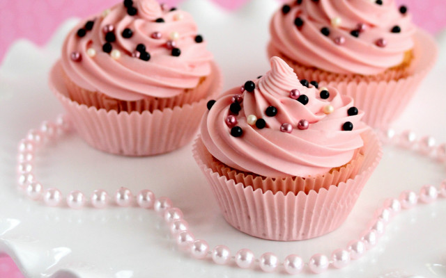 Pink cupcakes frosting sprinkles rococo free wallpaper - medium preview image