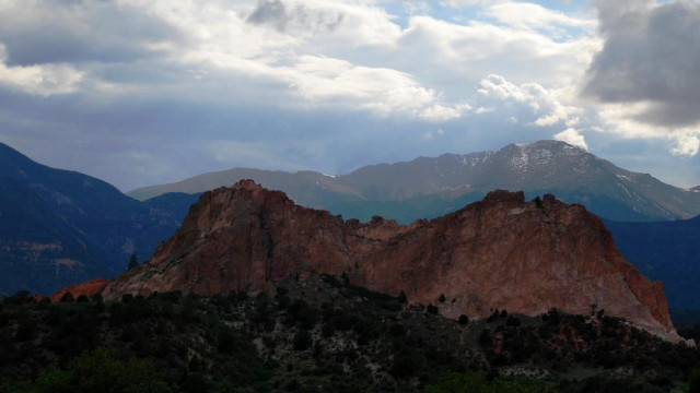 Mountain range clouds trees horizon free wallpaper - medium preview image
