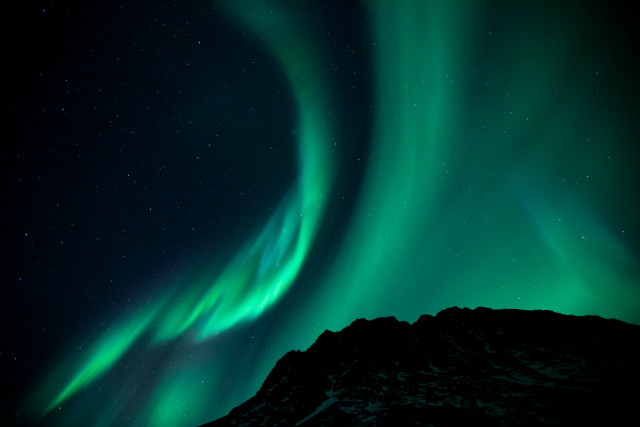 Aurora borealis mountain night starry free wallpaper - medium preview image