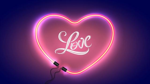 Neon heart love white purple free wallpaper - medium preview image