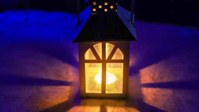 Lantern table dark blue shadow free wallpaper - medium preview image