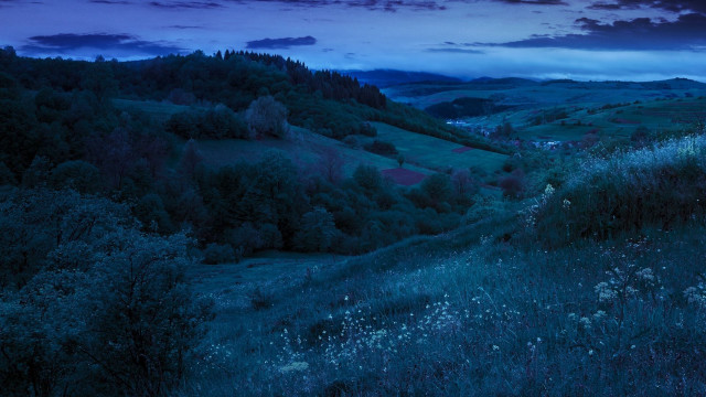 Dark blue sky mountains moon free wallpaper - medium preview image