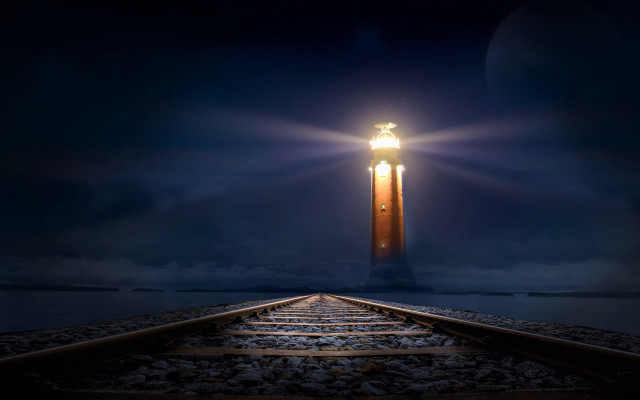 Light tower train track full free wallpaper - medium preview image