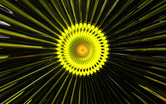Yellow circular abstract fireworks flower free wallpaper - medium preview image