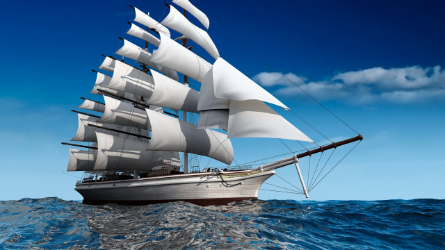 Sailboat ocean sunny day clouds #3 free wallpaper - medium preview image