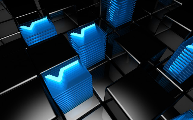 Blue arrow black background squares free wallpaper - medium preview image