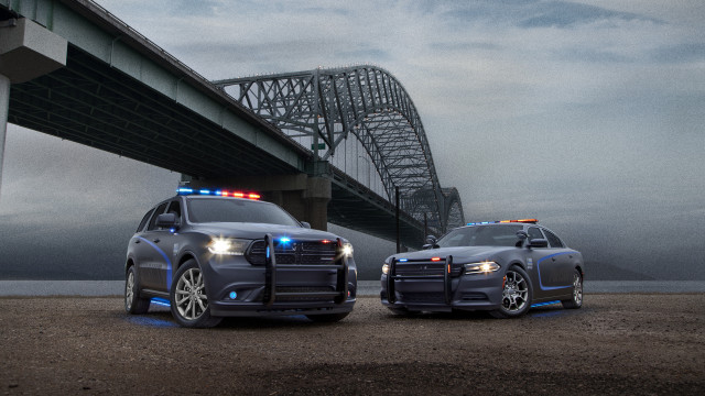Police cars bridge military photorealism free wallpaper - medium preview image
