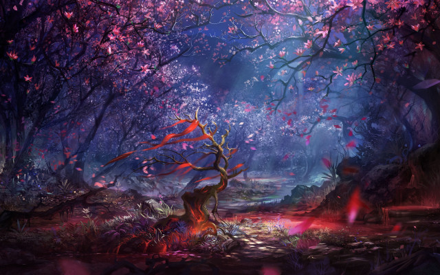 Forest fire red leaves antlers free wallpaper - medium preview image
