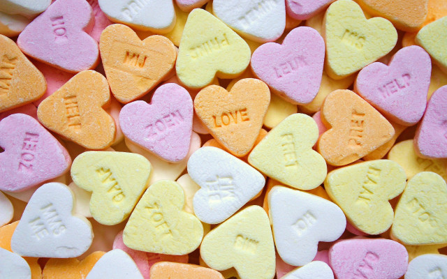 Conversation hearts love mosaic valentine free wallpaper - medium preview image