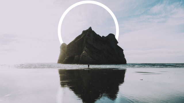 Beach person ring mountain sky free wallpaper - medium preview image