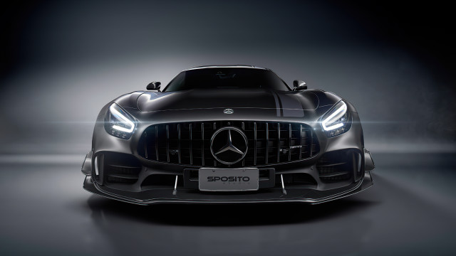 Black mercedes sports car spotlight free wallpaper - medium preview image