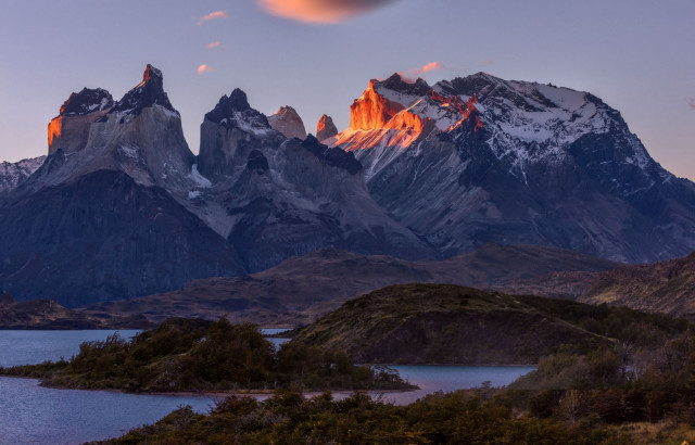 Mountain lake clouds volcano fire free wallpaper - medium preview image