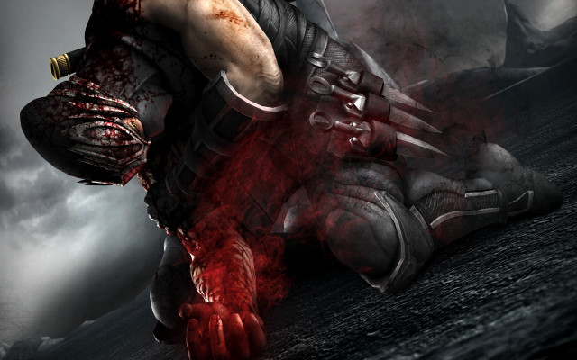 Bloody man kneeling sky background free wallpaper - medium preview image