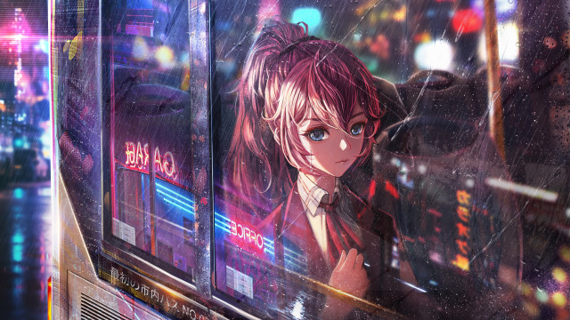 Cityscape neon lit aya goda free wallpaper - medium preview image