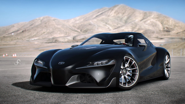 Black sports car mountains blue free wallpaper - medium preview image