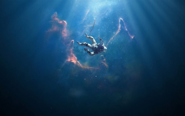 Floating space aurora galaxy starry free wallpaper for desktop - medium preview image