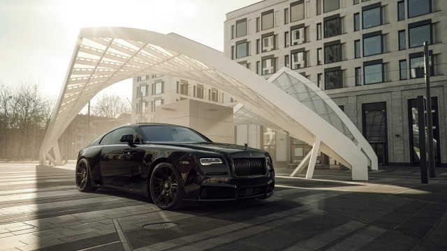 Black car building white arch free wallpaper - medium preview image