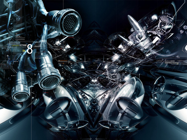 Futuristic motorcycle engine digital background free wallpaper - medium preview image