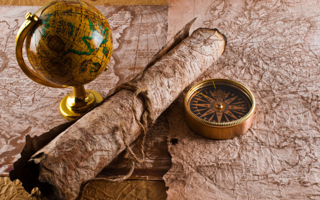Map compass wooden stick table free wallpaper - medium preview image