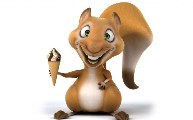 Cartoon squirrel icecream smile greeneyes free wallpaper - medium preview image