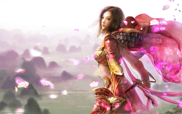 Pink dress umbrella flower fantasy free wallpaper - medium preview image