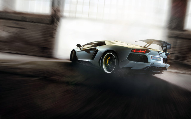 Sports car driving street building free wallpaper - medium preview image