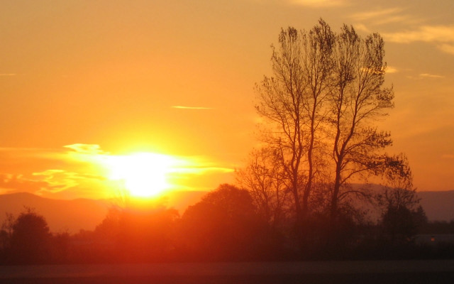 Sunset clouds trees hills autumn free wallpaper - medium preview image